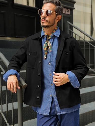 Runcati Mens Lightweight Shirt Jacket Button Down Long Sleeve Shacket Casual Fall Warm Work Stylish Jackets with Pocket3