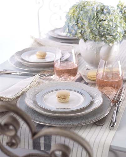 Image of Lenox Dinnerware Set, French Perle White 16-Piece Set, Service For 4, Stoneware Material, Dishwasher Safe, Microwave Safe, Plates, Bowls, Mugs, Plates and Bowls, Dishes (White, 16 Piece)