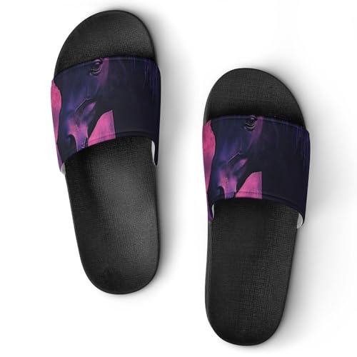 Fantasy Horse Purple Camouflage Men's Bathroom Slippers Shower Indoor Home Beach Outdoor Shoes for Women