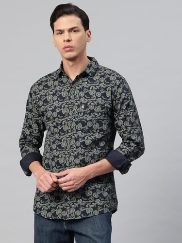 Image of Majestic Man Men's Stylish Floral Print Slim Fit Casual Shirt - Pure Cotton| Full Sleeve | Trendy & Comfortable