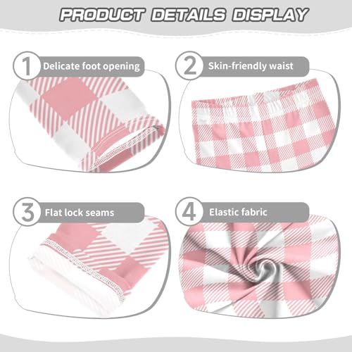 Pink White Buffalo Plaid Girl's Leggings Tights Trousers Dance Pants Yoga Pants Girls Athletic Pants, 4T3