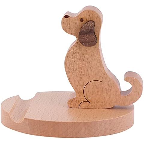 Garneck Cute Dog Wooden Phone Stand Cover