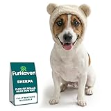 FurHaven Dog Winter Hat for Small Dogs, Sherpa Flex-Fit Polar Bear Beanie with Ear Holes for Cold Weather Warmth, Adjustable Hook & Loop Strap, Fleece Lined & Washable, Small, Cream