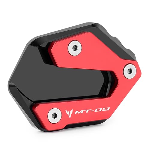 CXEPI Motorrad Seitenständer Vergrößern Fuß-Verbreiterung Ständer Platte Pad für MT-09 MT09 SP 2014-2022,Rot