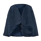 Girls Fuzzy Fleece Jackets Casual Button Down Long Sleeve Warm Sherpa Coat Solid Color Fashion Winter Outerwear