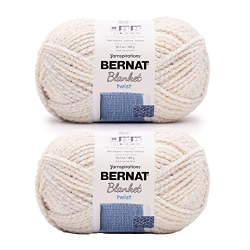 Image of Bernat Blanket Twist Cream Yarn - 2 Pack of 300g /10.5oz - Polyester - 6 Super Bulky - Knitting /Crochet