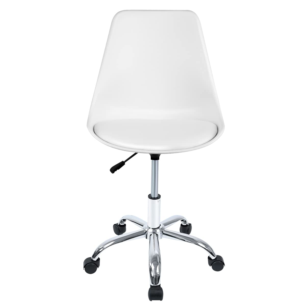 T-LOVENDO.ES Silla de Escritorio u Oficina sin reposabrazos con diseño Moderno y ergonómico | Asiento Acolchado | Altura Regulable (Blanco)