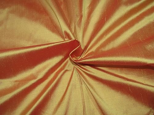 Soie Dupion jaune doré x rouge 137 cm pour créer vos robes de soirée uniques