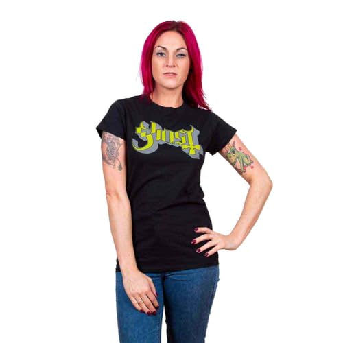 Ladies Ghost Green/Grey Keyline Logo Official Tee T-Shirt Womens Girls (Medium)