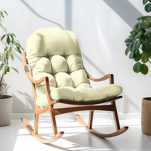 Image of Adirondack Chair Cushion, Rocking Chair Cushion 44x19.4x4 inch, High Back Patio Cushions of Upper and Lower with Ties, Sunscreen and Fade-Resistant (Vanilla Ice, 1)