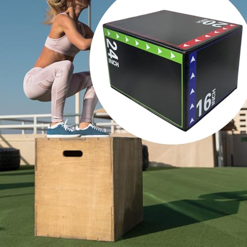 Yiju 3 in 1 Plyometric Jumping Box, Plyo Box, Portable Versatile Jump Training Tool for Gym Home Exercise Workout Conditioning
