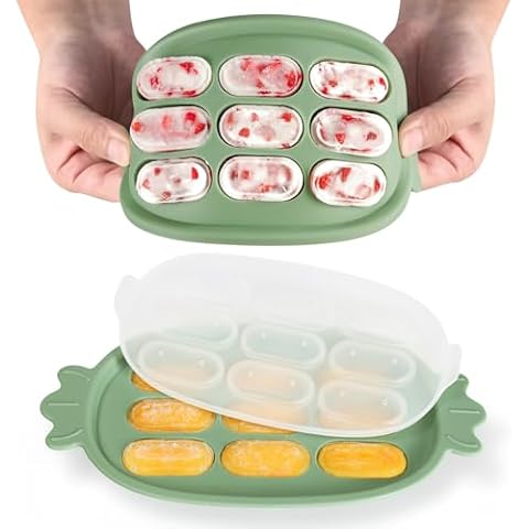 Haakaa Baby Popsicle Mold - Baby Food Maker & Breastmilk Teething Freezer Tray - BPA Free Silicone-Green Cover