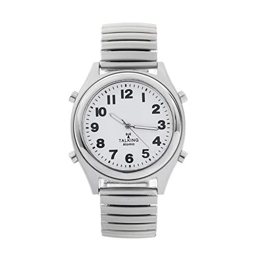Charles Raymond Atomic Talking Watch - Unisex Watch w/Alarm Speaks Time, Day, & Date - Great for The Blind, Elderly or Visually Impaired - 8421 (Silver)