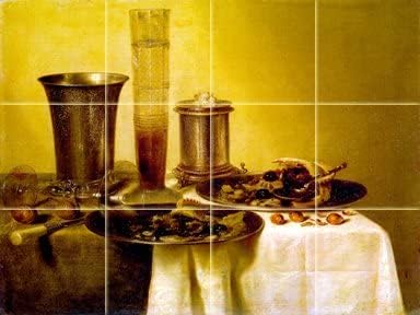 Tile Mural Still Life Breakfast H. Claesz Kitchen Wall Backsplash Marble Ceramic