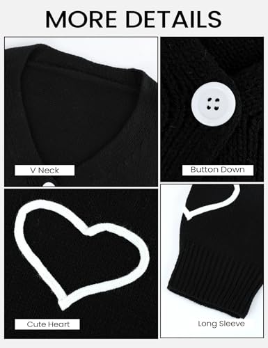 Image of Yimoon Women's Valentines Heart Cardigan Sweater Cute Cropped Knit Sweater Oversized Button Down Cardigan Top