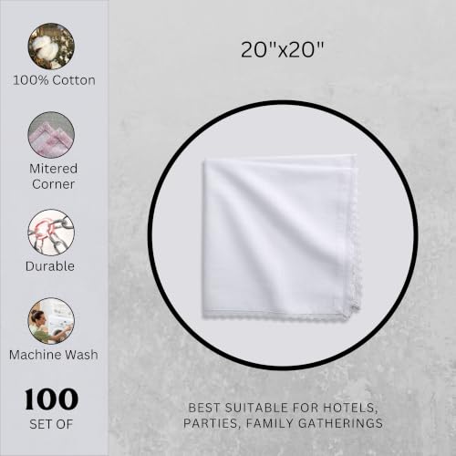 Image of FINGERCRAFT Bulk Cloth Napkins Set of 100 | 20x20 Inch 100% Cotton