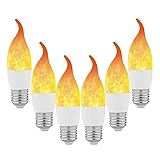 Lpraer 6 Pack E26 LED Flame Effect Light Bulbs 3 Modes Flickering Flame Tip Candelabra Light Bulbs Warm White Chandelier Bulbs for Easter Halloween