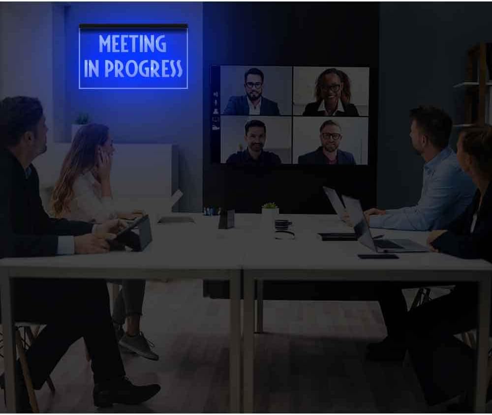120175 Meeting in Progress Office Guests Quiet Display LED Light Neon Sign (12" X 8", 16 Colors By Remote)