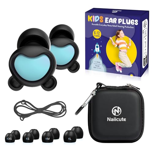 Ohrstöpsel Kinder (6-12 Jahre) - Wiederverwendbarer Gehörschutz Kinder, Ohrenstöpsel lärmschutz mit Schnur für Konzert, Konzentration, Angst, Schule, Zuhause, Reisen, Schlaf, Fliegen, Feuerwerk, 26dB