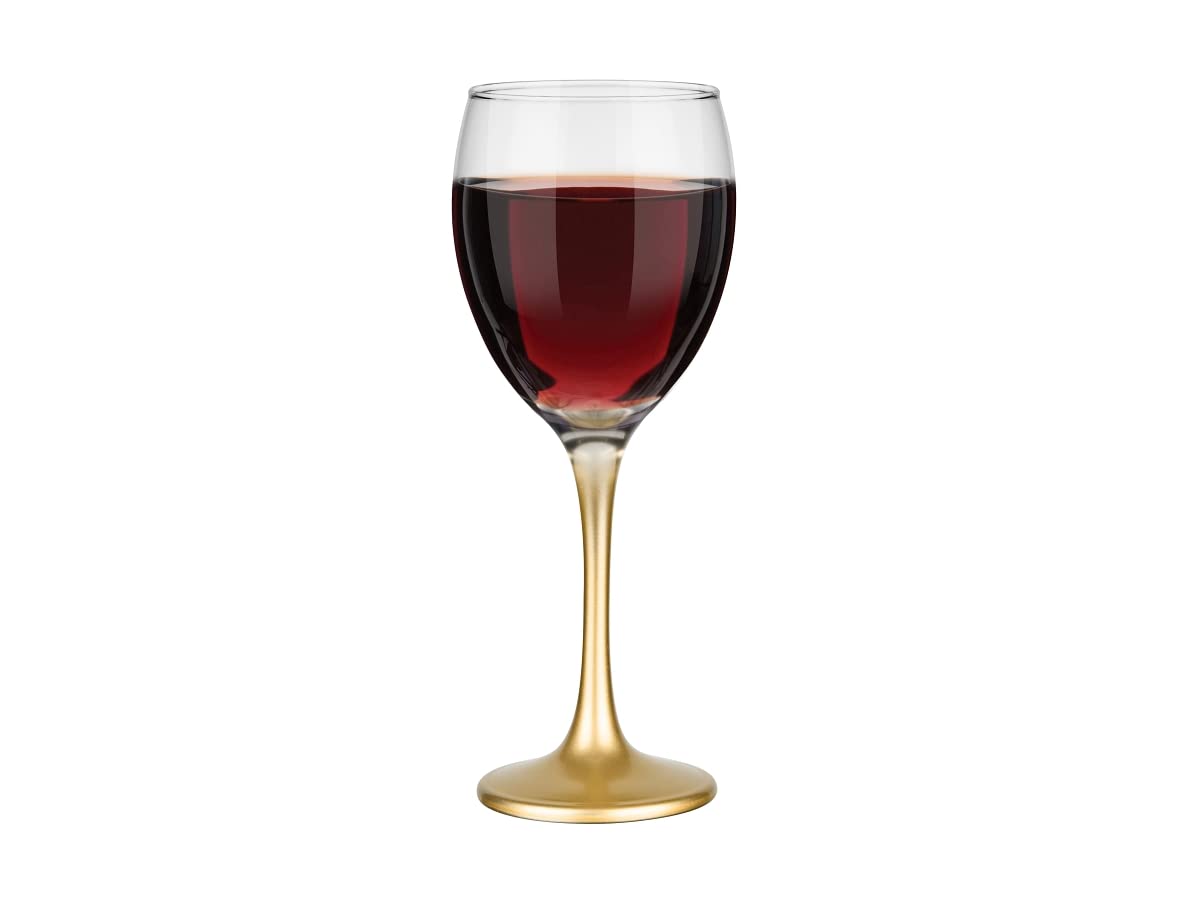 Glasmark Krosno - Set di 6 bicchieri da vino rosso, 0,3 l, per vino rosso, per vino rosso, bicchieri da vino bianco, calici, lavabili in lavastoviglie, colore: oro trasparente, 6 x 300 ml