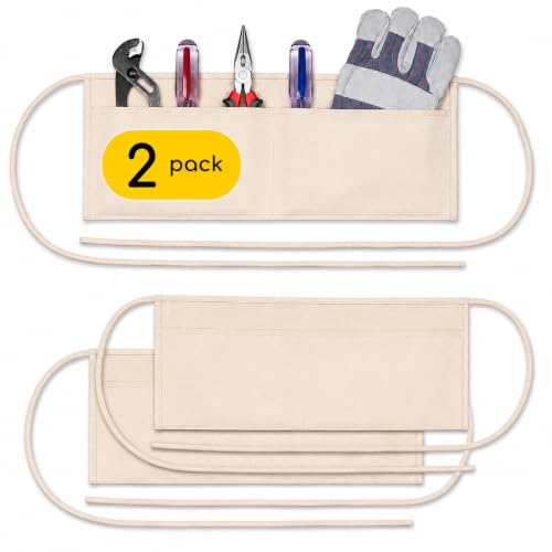 Image of Label Splash 2 Pocket Canvas Work Waist Nail Apron Belt Washable Tool Utility Gardening Woodworkers Roofers Artists & Crafts
