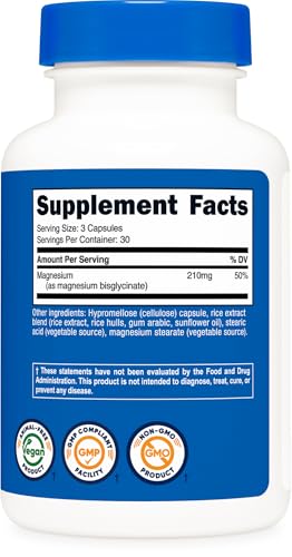 Image of Nutricost Magnesium Glycinate Capsules, 90 Capsules, 210mg Per Serving | Magnesium Glycinate Supplement, Gentle Absorption