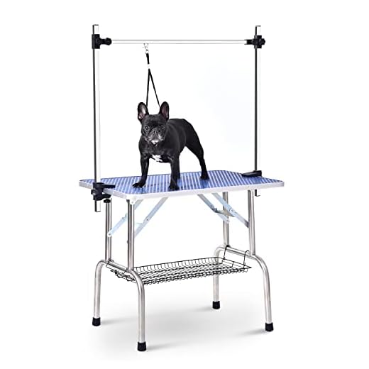 MIRACOL Foldable Pet Grooming Table - 46" Capacity Up to 330lbs Professional Portable with Adjustable Arm Dog Groomer Station - Pet Grooming Station for Shower Bathing Trimming Large and Small Dogs