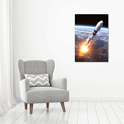 Fusée spatiale multicolore tableau en verre pour decorer un grand mur vide - 4