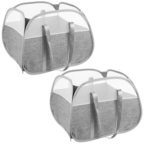 HSHGZSR 2Pcs Pop Up Laundry Basket, Collapsible Laundry Baskets, Foldable Laundry Basket, 90L Mesh Laundry Hamper, Dirty Clothes Basket, Clothes Hamper with Handles for Home Camping Dorm Traveling