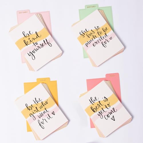 Image of Eccolo Dayna Lee inchFinding Joy inch Inspirational Cards - 60 Card Set Divided into Self-Care, Gratitude, Goals, and Focus Sections with Guided Prompts, Premium Cardstock, Gift-Ready Holder