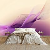 Papel Tapiz Fotográfico Papel Tapiz Dibujos Lineales Morados Art Mural 200x140 cm Cafe Restaurant Dormitorio Decoración para el Hoga Murales Papel Pintado a Papel Fotomural, Beige