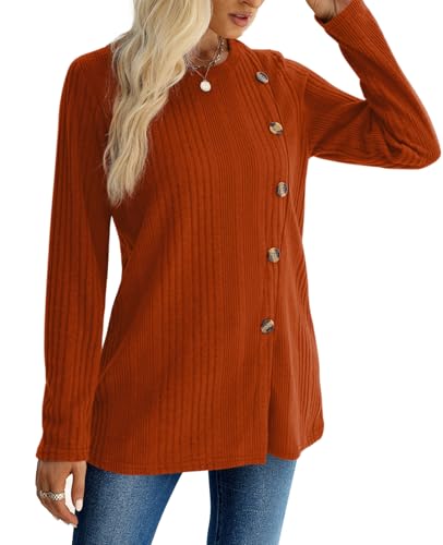 XIEERDUO Long Sleeve Tops for Women Tunics Buttons Front Slit3