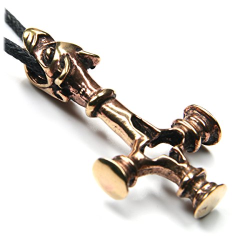Drachensilber Croix de loup viking irlandaise en bronze Longueur 5 cm avec cordon textile et pendentif marteau de Thor Cover