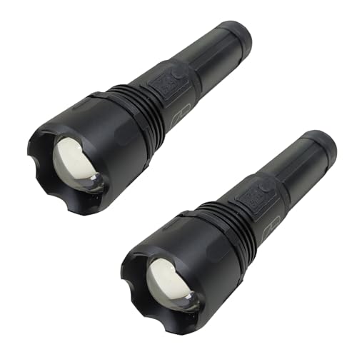 LED ATOMANT Pack 2x Linterna LED Zoom USB Recargable con Bateria Larga Duracion 18650, Alta potencia, Tactica 5 Modos luz, IPX4, luminica, trabajo, camping, senderismo, actividades aire libre
