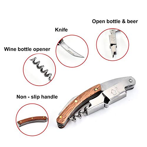 Phukhao Manual Waiter's Corkscrew Professional All-In-One Wooden Handle Open Cork Pull #TOP2