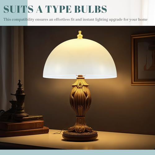 Image of Marsui 4 Pcs Clip on Dome Lamp Shade for A-type Bulb, 7 5 /8 inch Diameter x 4 1 /10 inch Height Ceiling Shade, Soft Glow Easy Clean Light Cover for Basement Hallway (Classic,Gold Clip)