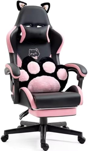 Cadeira Gamer Com Almofada Lombar Formato Pata De Gato e Orelhas ...