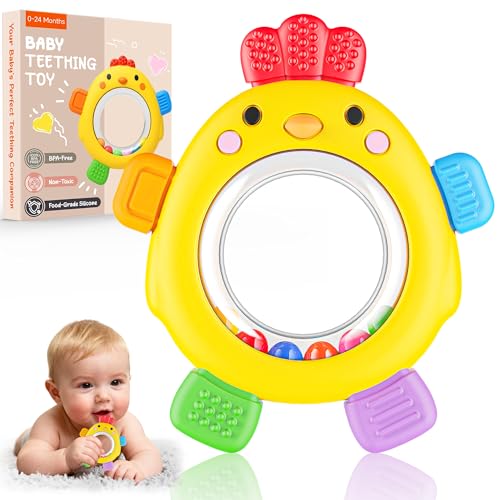 Teething Rings with Rattle & Sensory Toy BPA Free Silicone