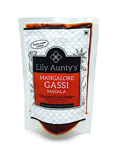 Lily Aunty's Mangalore Gassi Masala | Quantity - 75g | Mangalorean Curry Paste | Ideal for Chicken, Fish, Prawns, Veg curries| Made with Sunflower Oil | Ingredient Type: Vegetarian
