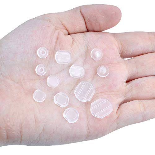 Aylifu Earring Pads, 60 Pieces, 6 Sizes, Comfort Earring Cushions, Silicone, Clear