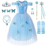 Schickes Design: Design ohne Reißverschluss, Prinzessin sverzierung, sechseckige Sternverzierung auf der Brust, filigraner Kaskadensaum. cinderella kostüm ist so konzipiert, dass sie beim Tragen nicht anders kann, als ihre Rolle zu spielen.