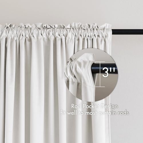 Image of MIULEE White Blackout Velvet Curtains Drapes 96 Inch Long 52 inchx96 inch Bedroom | Luxurious Bedroom Living Room Decor, Room Darkening, Thermal Insulated, Rod Pocket Design, Super Soft Fabric