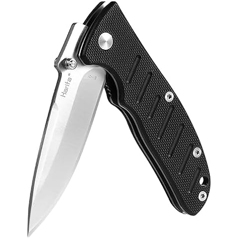 Harita Pocket Knife Folding Knife EDC Knife with Belt Clip, 2.76 inch 8Cr13MoV Straight Edge Blade, G10 Handle, Foldable Knife for Camping Finshing Hunting Survival for Men Women Black Cover