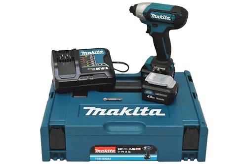 Makita TD0110DY1J Visseuse Ă Percussion sans Fil, 10,8 V, 4 Ah, Coffret Makpac avec 2 Batteries et 1 Chargeur, 10.8 voltsV