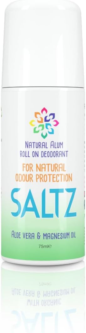 SALTZ Natural Deodorant Crystal ROLL-ON -100% Natural Ingredients, Fragrance Free, Vegan & Cruelty Free, Unisex for Adults & kids - 75ml