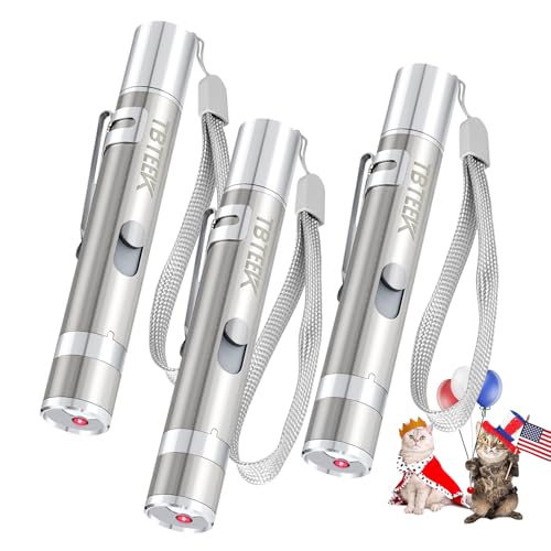 TBTeek Cat Toys, Rechargeable, 3 Light Modes & 5 Adjustable Patterns, Portable Interactive Kitten Pet Dog Cat Mouse Toy for Fun Chase Play Exercise（3 Pack）