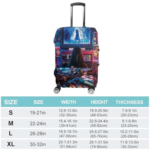 Female Ghost Horror Movie Travel Suitcase Protector Luggage Cover Protective Washable Anti-scratch Baggage Cover2