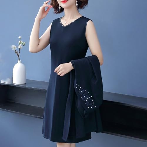 Classic Women Suit Solid Color Long Coat Dress Set 2 Pcs/set Elegant Spring Autumn Mid Length with Flower Embroidery4