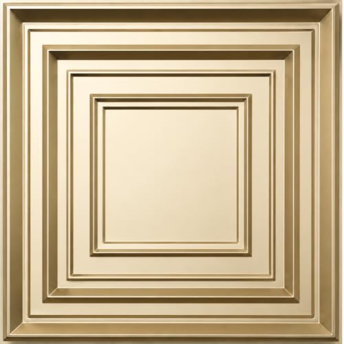 Image of Kayra Decor 3D PVC Wall Panels for Bedroom & Living Room | Frame Design | Golden Color| 19.7 x 19.7 Inch | Pack of 12 | 32.28 Sq Ft
