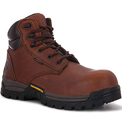 ROCKROOSTER Mens Work Boots, 6'' Waterproof Wide Safety Shoes, Composite Toe, Non-Slip, Oil